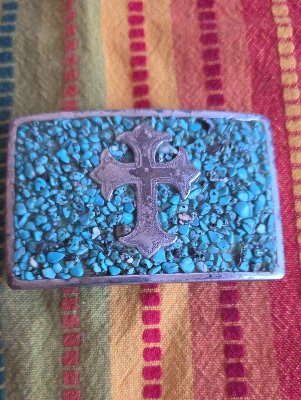 Turquoise Stone Cross Belt Buckle for Men